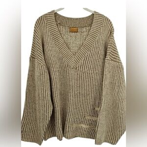 POL Anthropologie Oversized Baggy V-NeckKnit Sweater with Zippers Women’s Size S